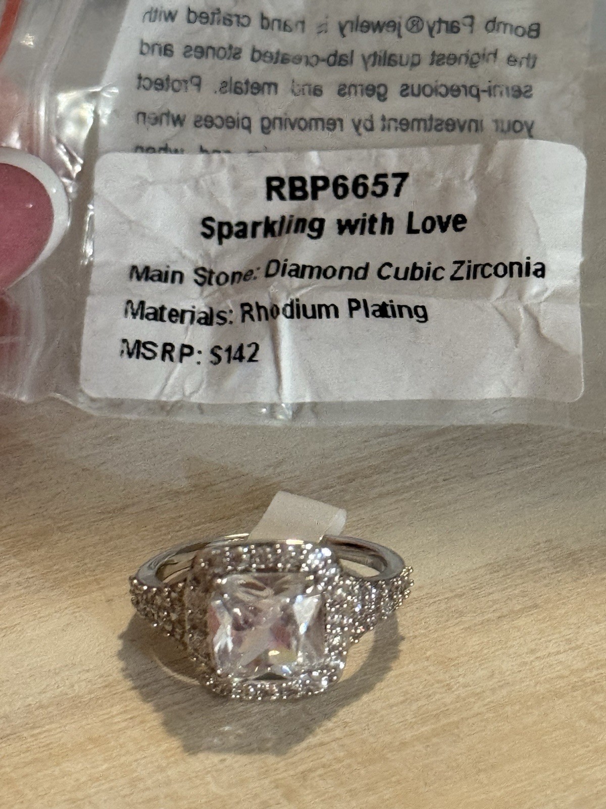 Ring Bomb Party ~ RBP6657 ~ Sparkling With Love ~ Diamond Cubic Zirconia~ Size 9