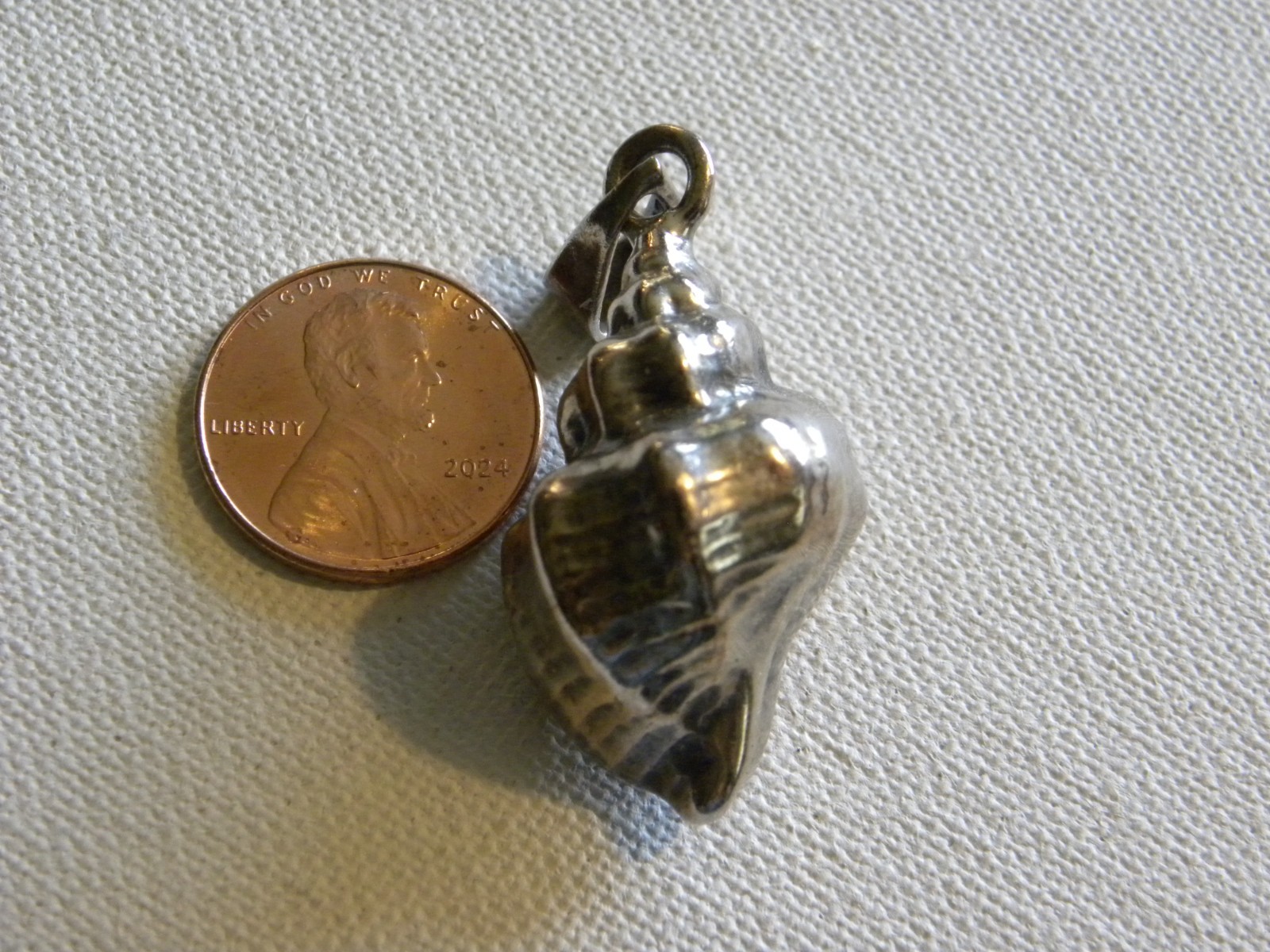 Sterling Silver Conch Shell Pendant 3D Sea Necklace Beach Shore
