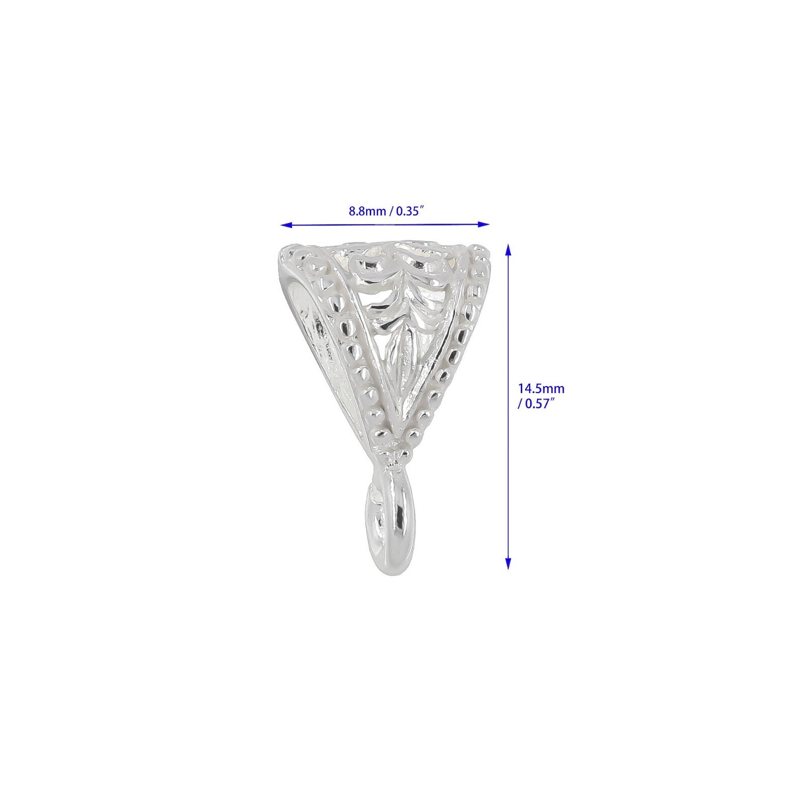 Sterling Silver Flower Pendant Clasp Bail Connector with Open Loop #51175