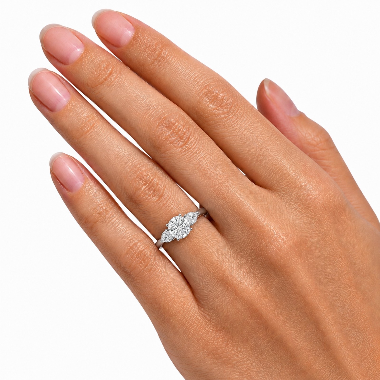 3.00ctw Pear Cut F/VS+ Lab Grown Diamond 3 Stone Ring 14K Gold Women