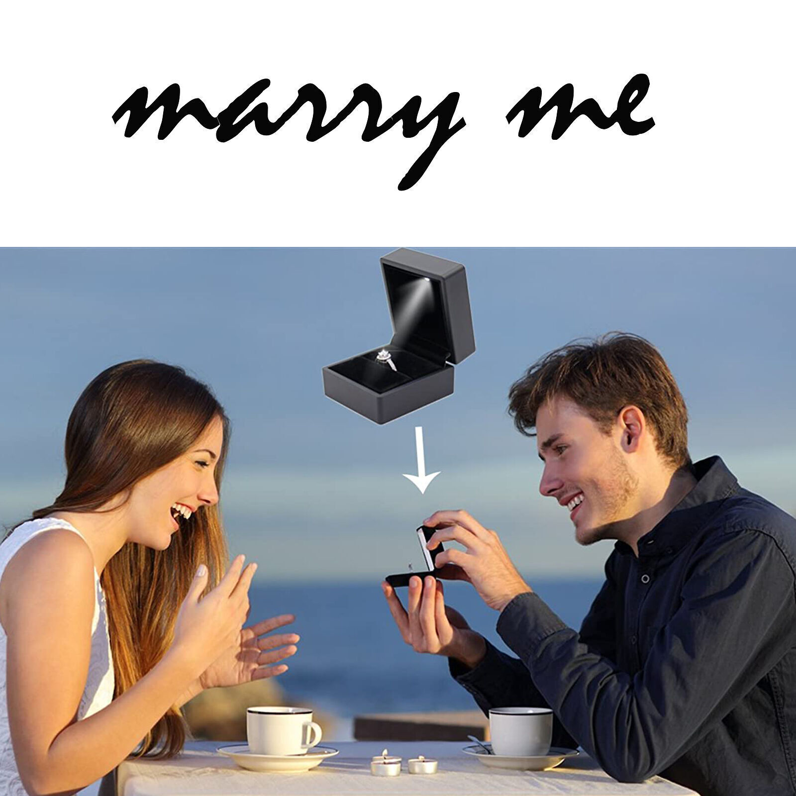 LED Ring Box Jewelry Case Engagement Wedding For Women Gifts Box USA