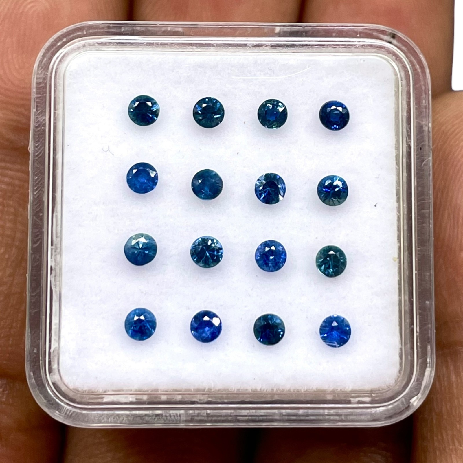 16 Pcs Natural Sri Lanka Blue Sapphire 2.4mm Round Diamond Cut Loose Gemstones