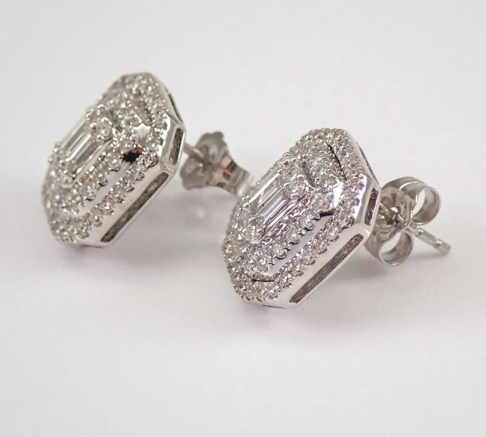 3Ct Lab Created Diamond Cluster Stud Earrings 14K White Gold Silver Plated