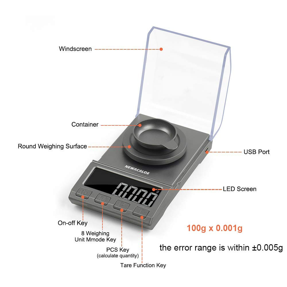Digital Milligram Scale, 100G X 0.001G Reloading High Precision Jewelry Scale,P