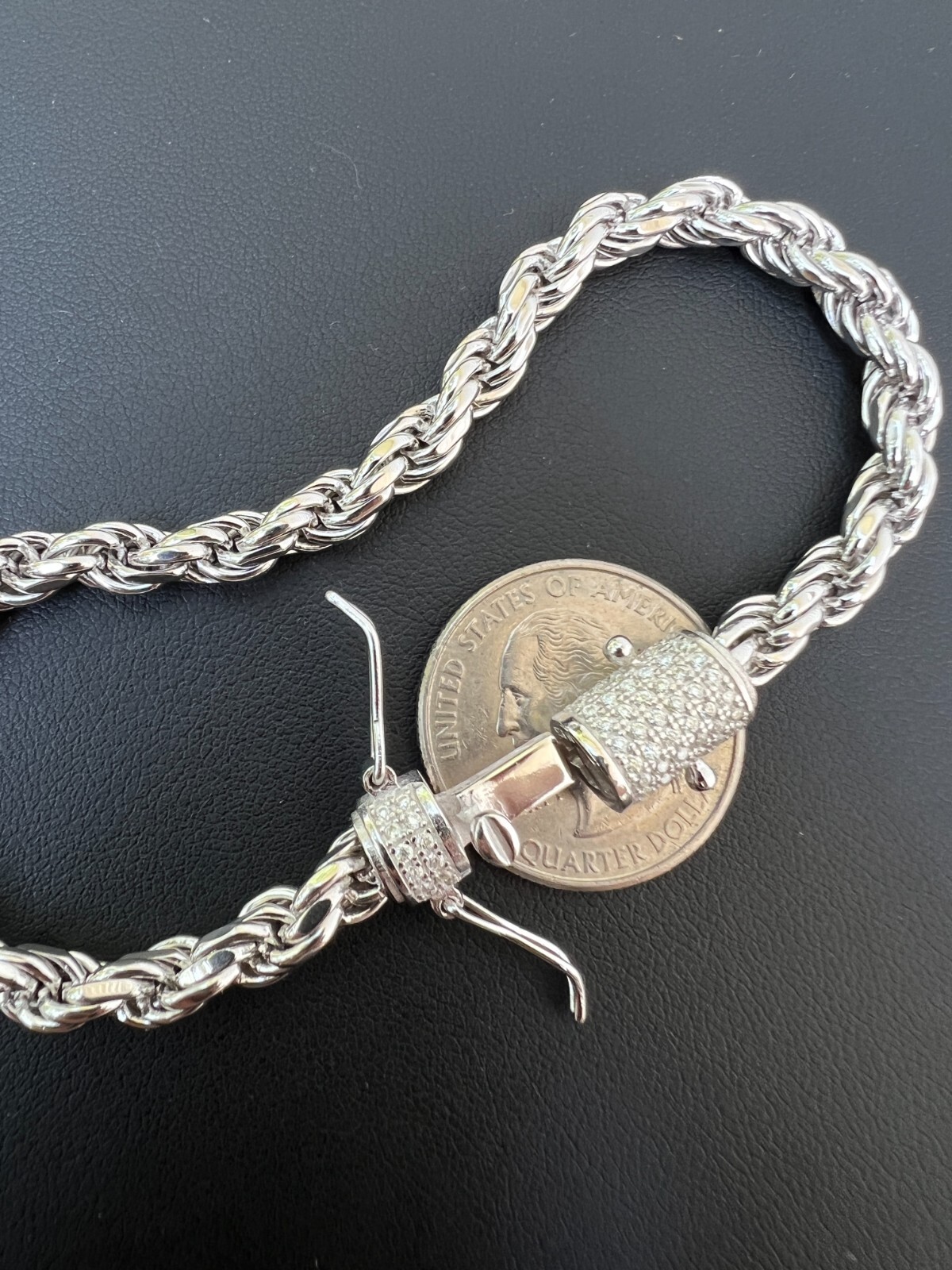 Real 6mm Rope Chain Necklace Bracelet Solid 925 Silver Iced 1ct MOISSANITE Clasp