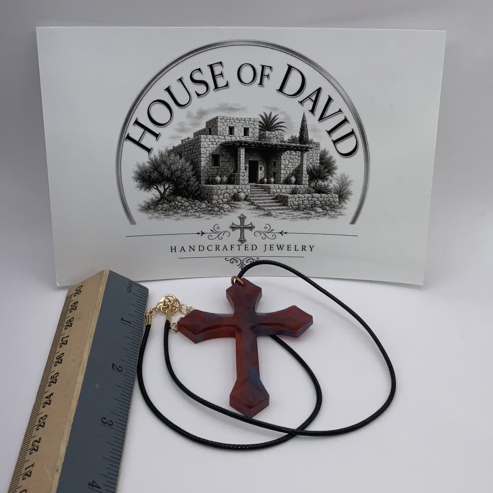 House Of David Handmade Cross Necklace Fire And Sky