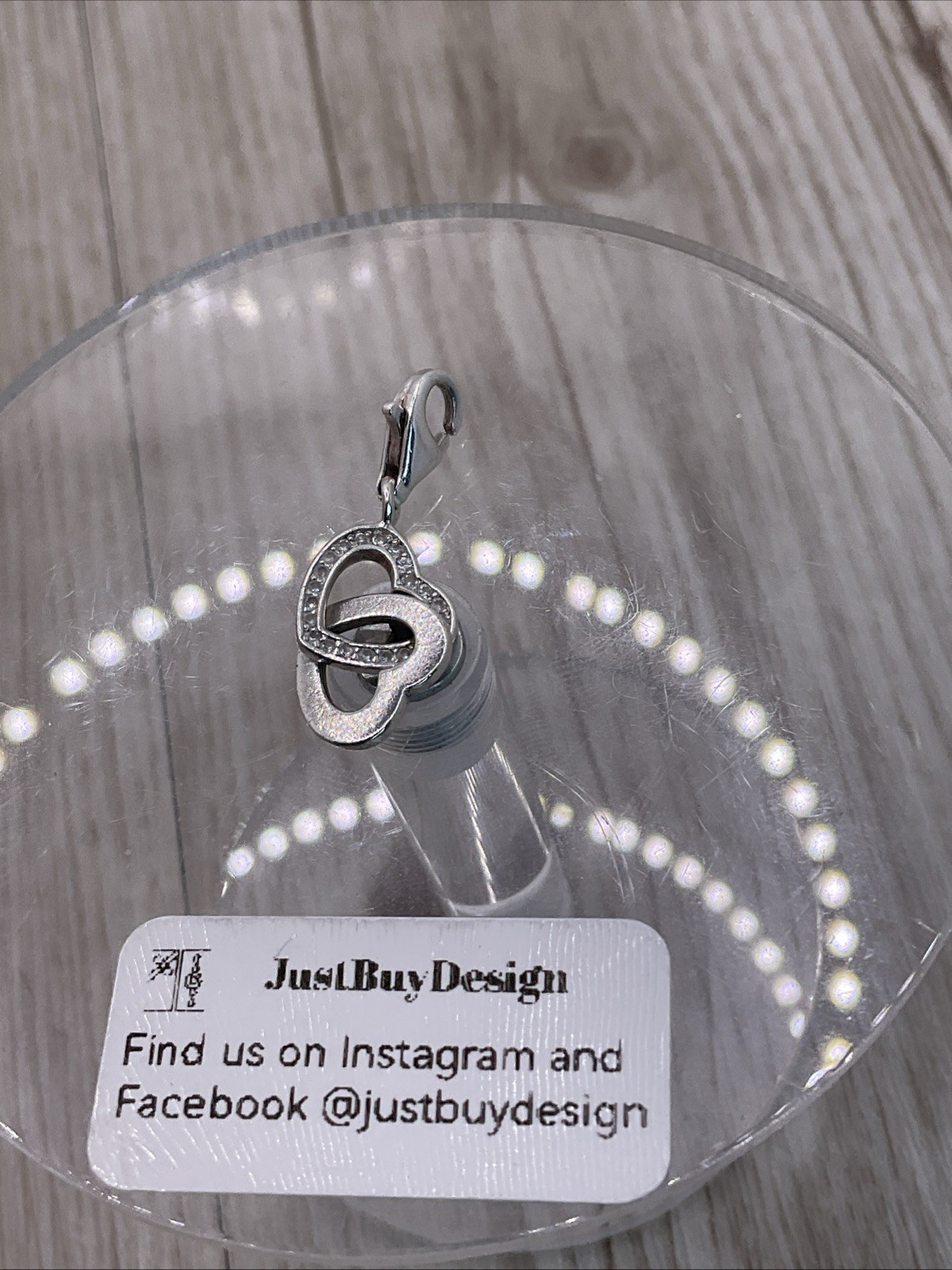Thomas Sabo charm: Double Heart & Diamante, hallmarked TS 925. Sterling Silver