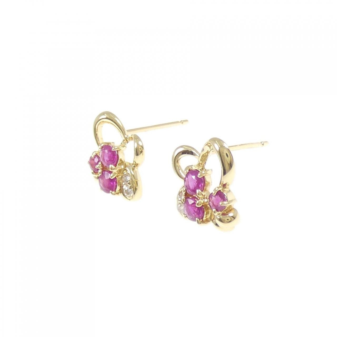 Authentic 18K Yellow Gold Ruby Pierce 0.86CT #260-007-822-2977