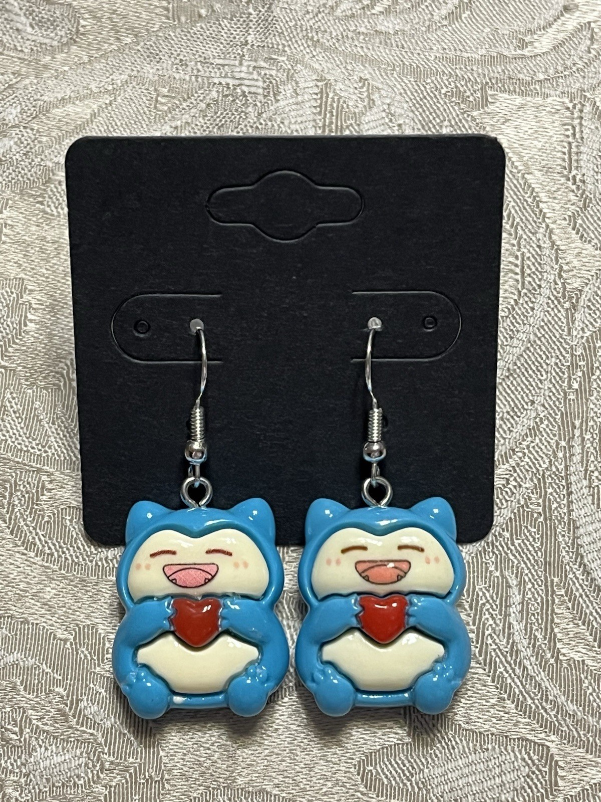 Pokemon Anime SNORLAX Video Game Resin Silver Drop Dangle Adorable Earring Set