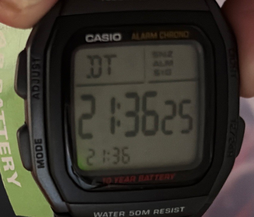 Casio Digital Watch Illuminator LED Light Afterglow 50m W96H-1BVWT Black