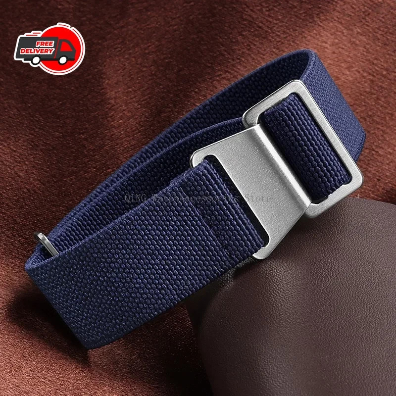 18/20/22mm Elastic Nylon Watch Band French Military Style Sport Strap Men Women