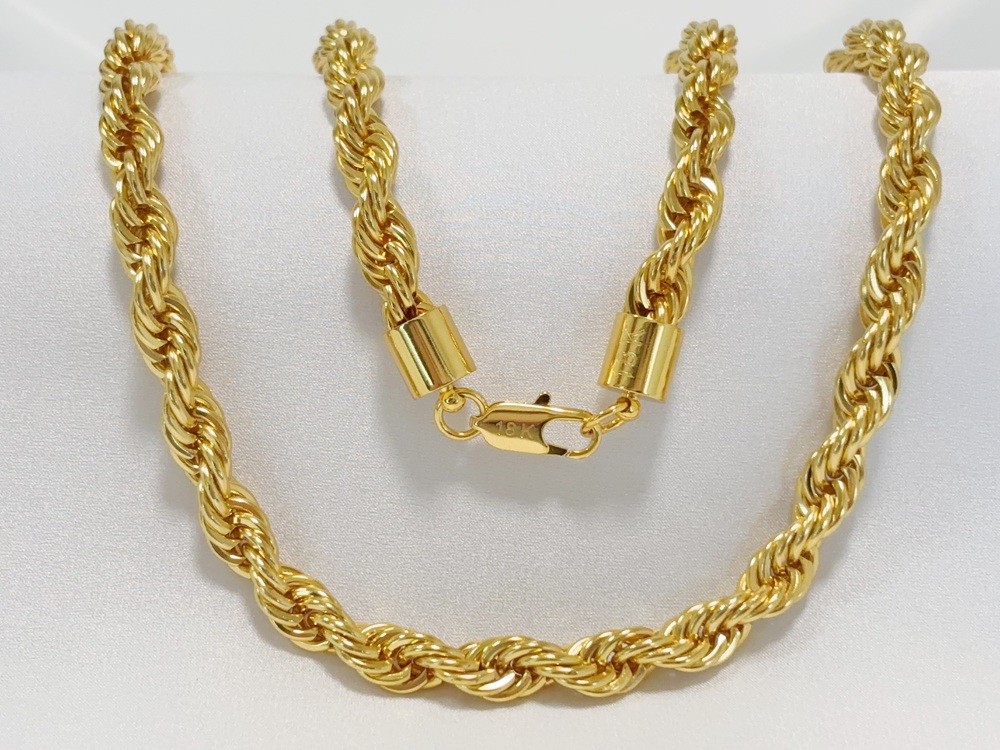 18K Yellow Gold 8mm Rope Chain Link Necklace Bracelet Mens Women 28″