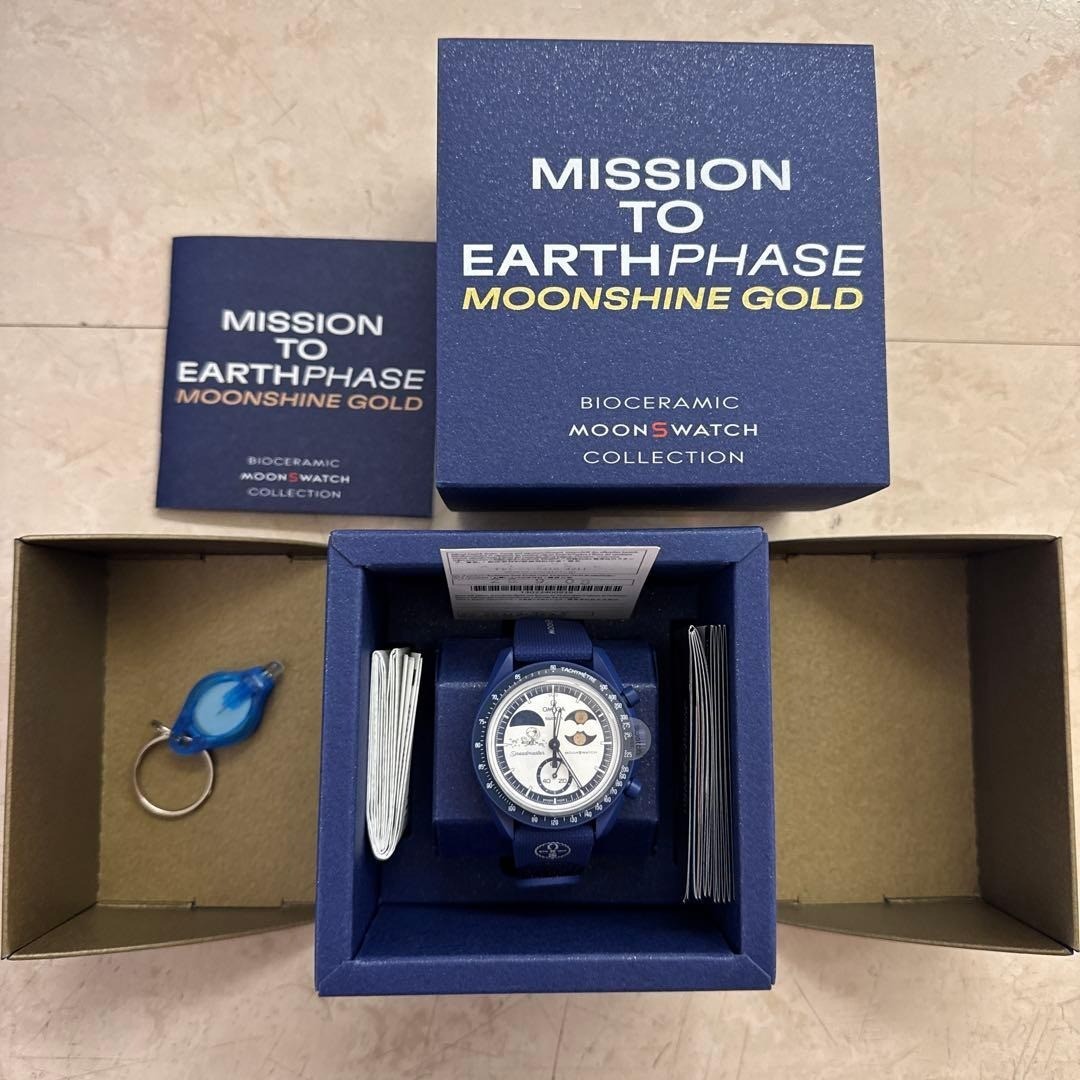 Omega x Swatch x Snoopy Popcorn Harvest MISSION TO EARTHPHASE MOONSHINE GOLD JPN