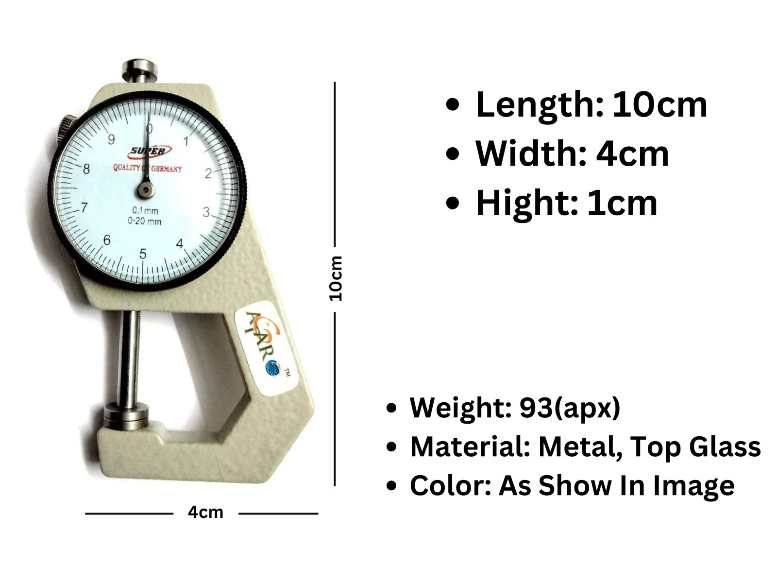 ATARPearl&Diamond Gauge Precision Dial Beads Gems Jeweller Measuring Tool ATCT11