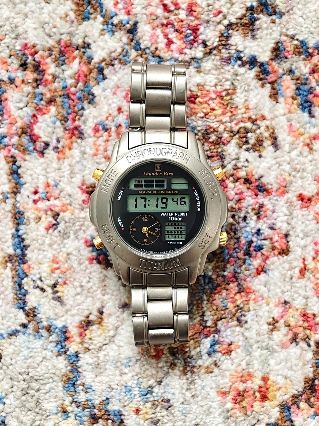 Vintage Citizen Thunderbird Titanium Chronograph Ana Digi Timer Date – 43mm