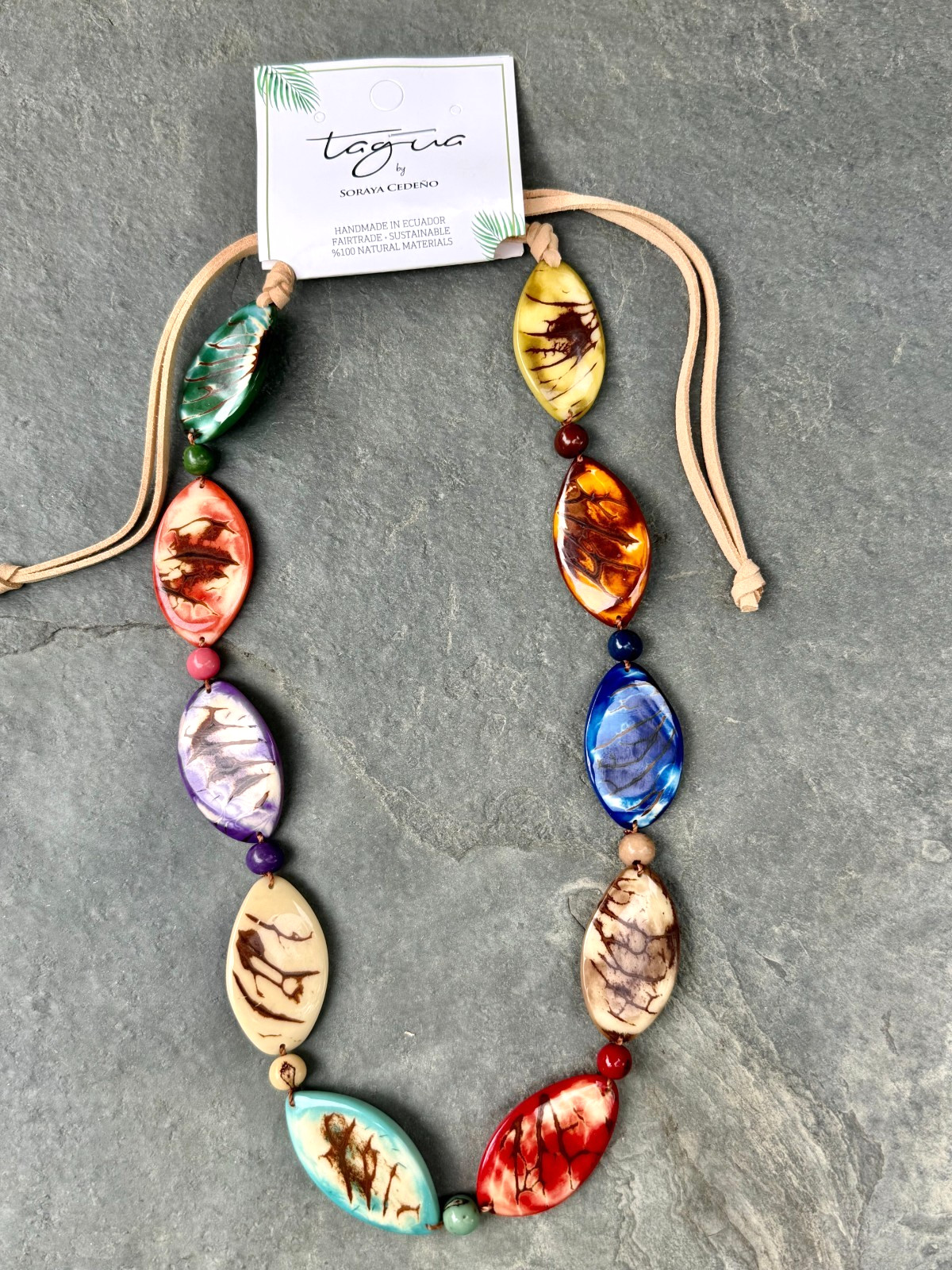 TAGUA NUT “GRANADA” NECKLACE ORGANIC ARTISAN HANDMADE BOHO STATEMENT JEWELRY NEW