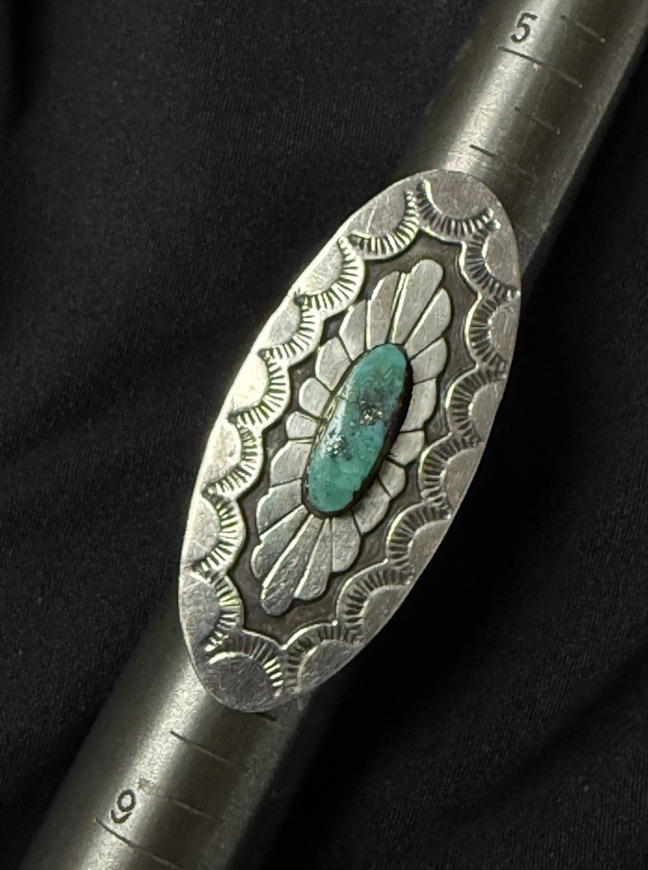 BEAUTIFUL Navajo KIRK SMITH KS Sterling Silver Turquoise Concho Statement Ring 7