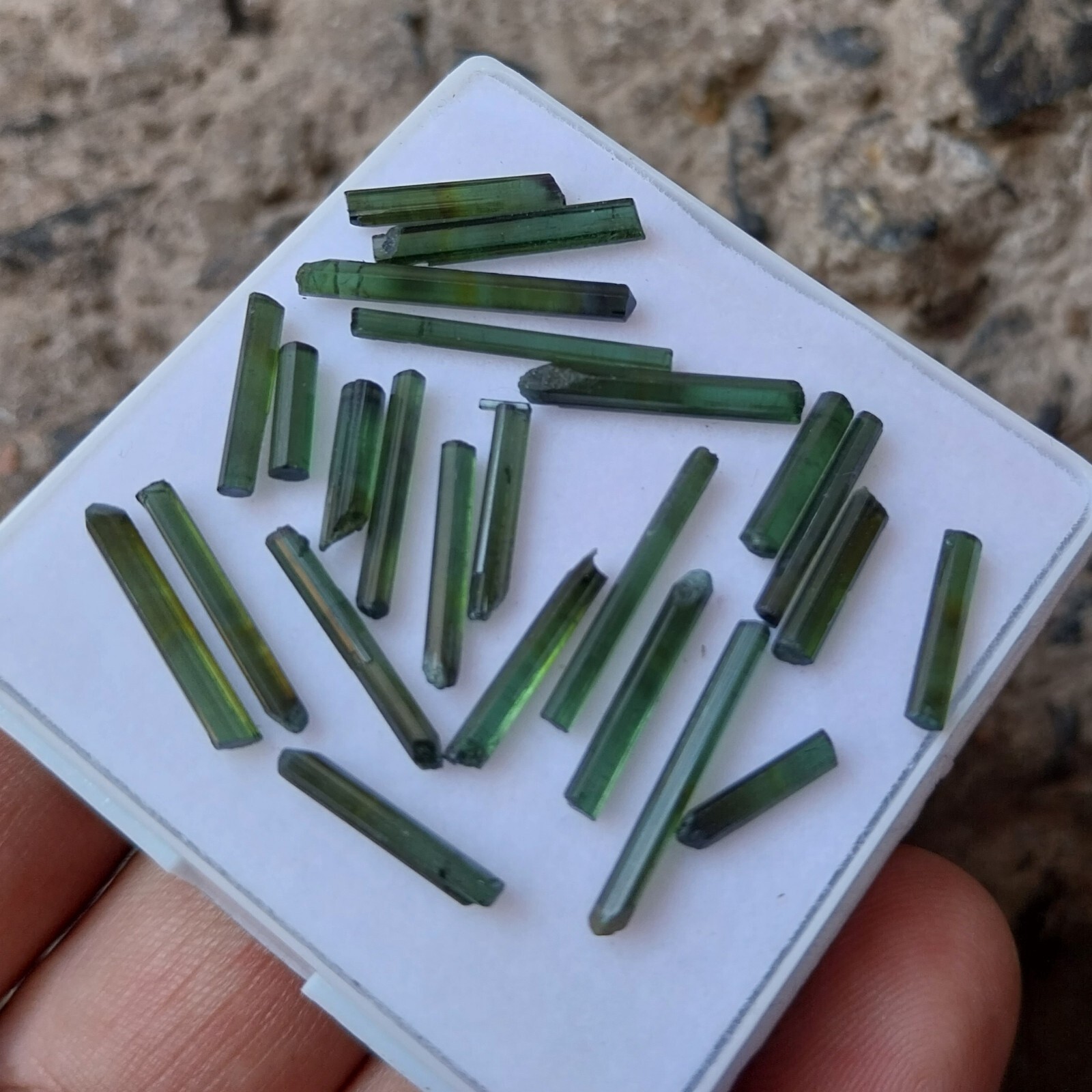24 pcs Natural Deep Greenish Blue Tourmaline Pencil Rough 15 Carats