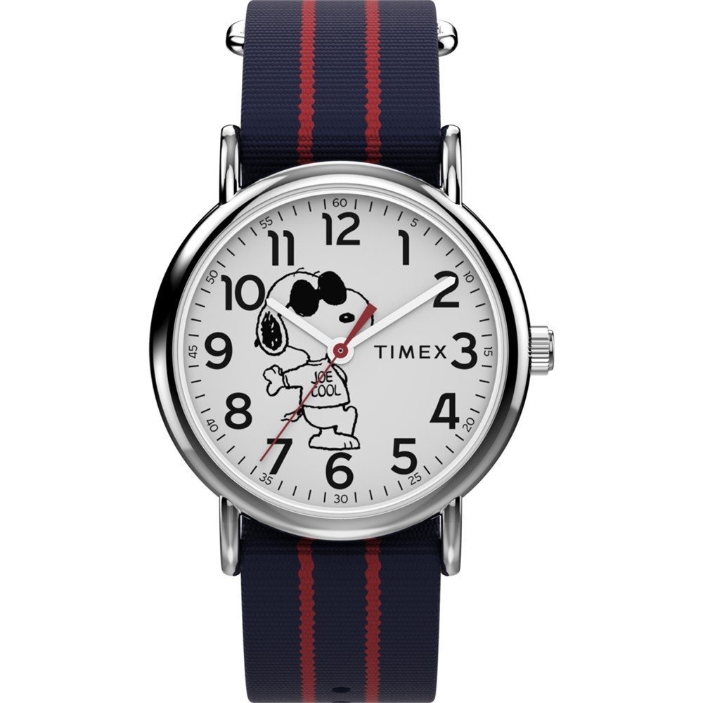 Timex TW2Y31100, Peanuts-Snoopy Weekender Blue Fabric Watch, 38MM Case, NEW