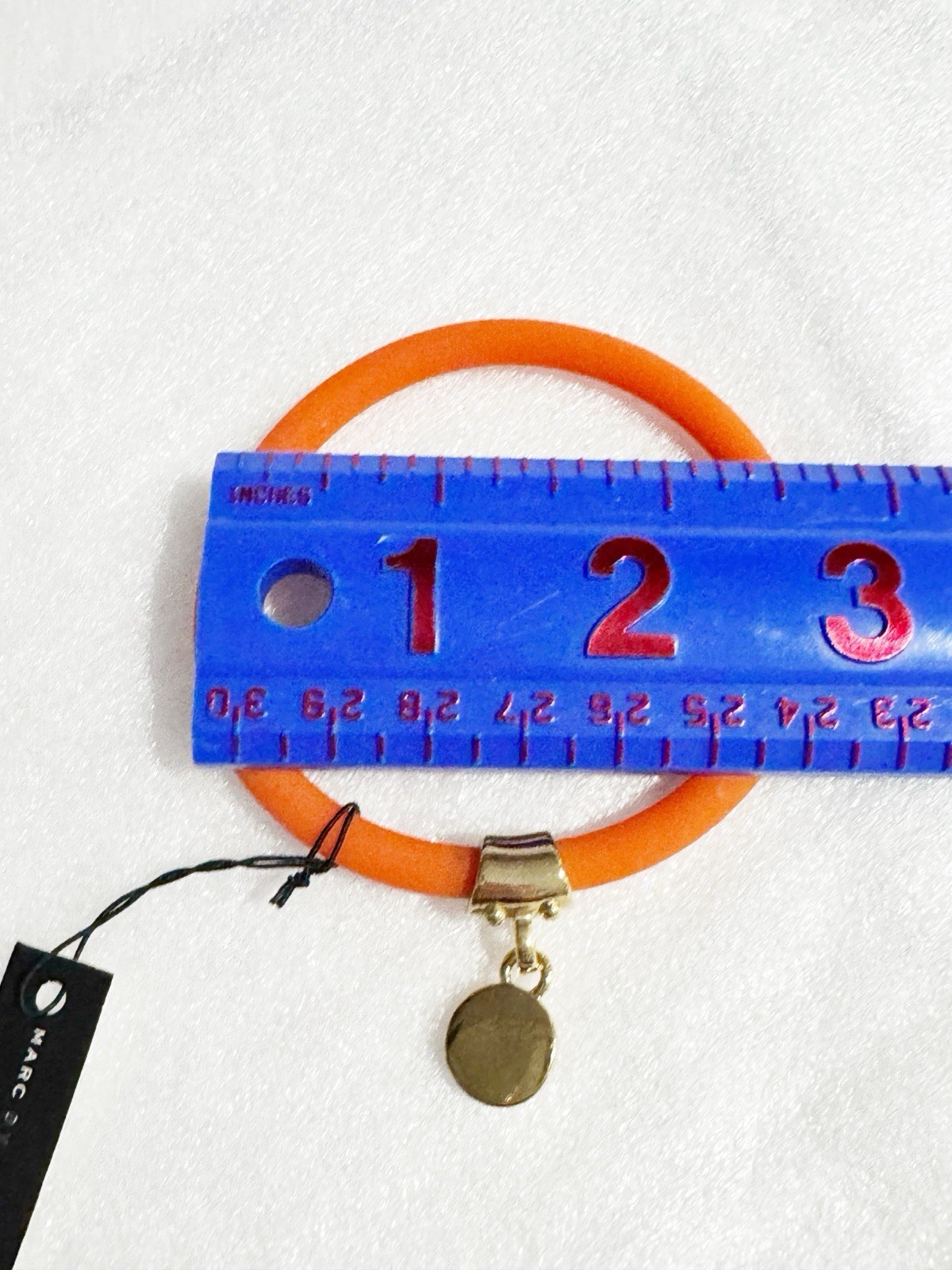 Marc by Marc Jacobs Orange Elastic Silicone Bracelet w/ Gold-Tone Logo Charm NWT