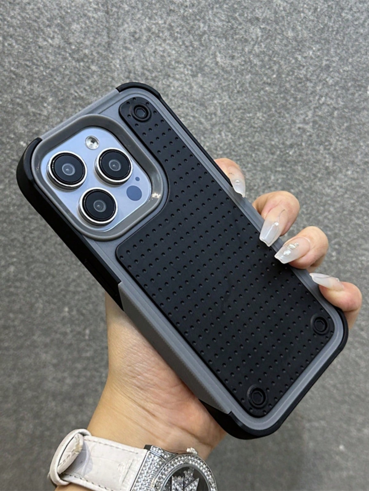 Gray Black Military-Grade Shockproof Case For iPhone 11 To 17 Pro Max