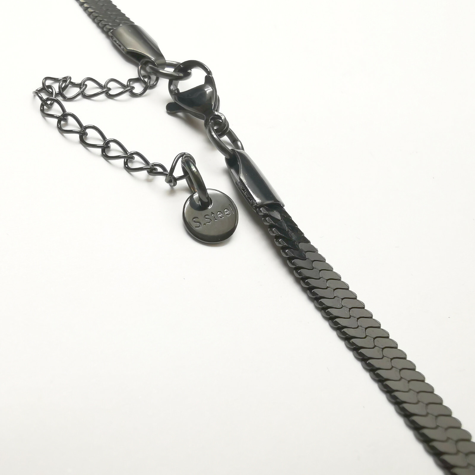 Blade chain 5mm Black Flat Snake Chain Choker 15.7inch Necklace 7.1in bracelet