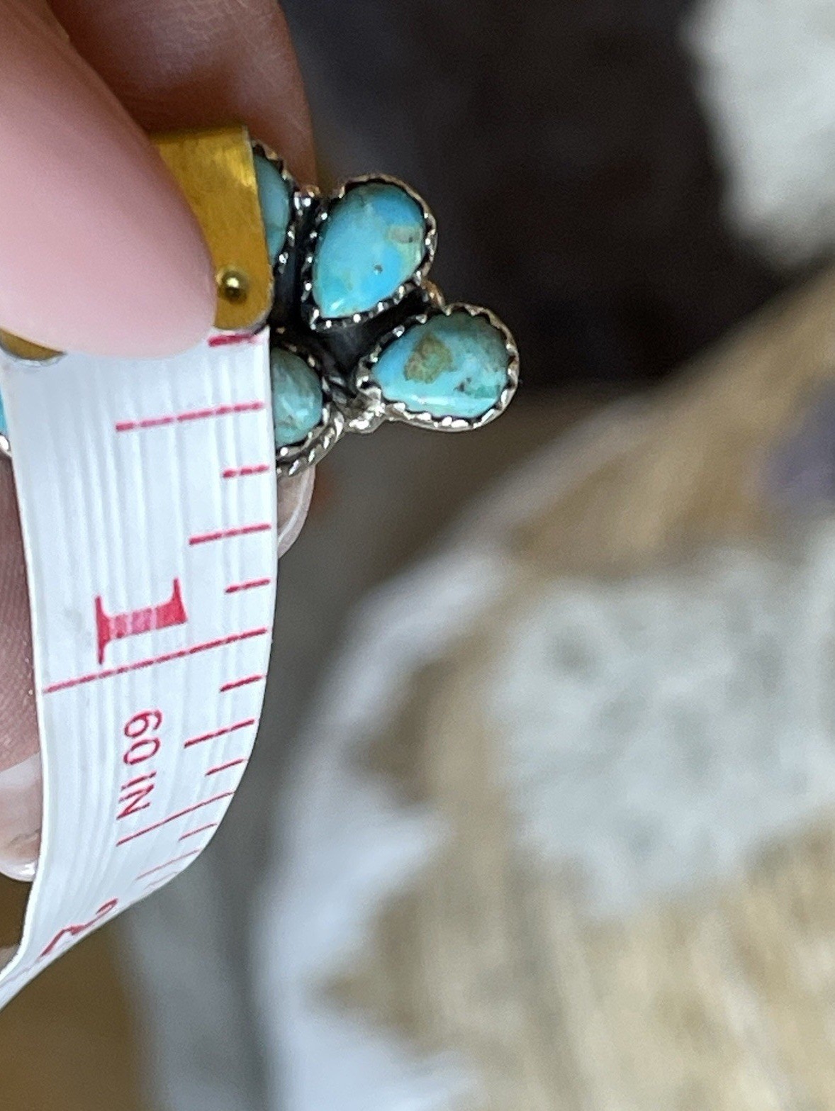 Native American Style Sterling Silver Turquoise Half Cluster Earrings Southwest
