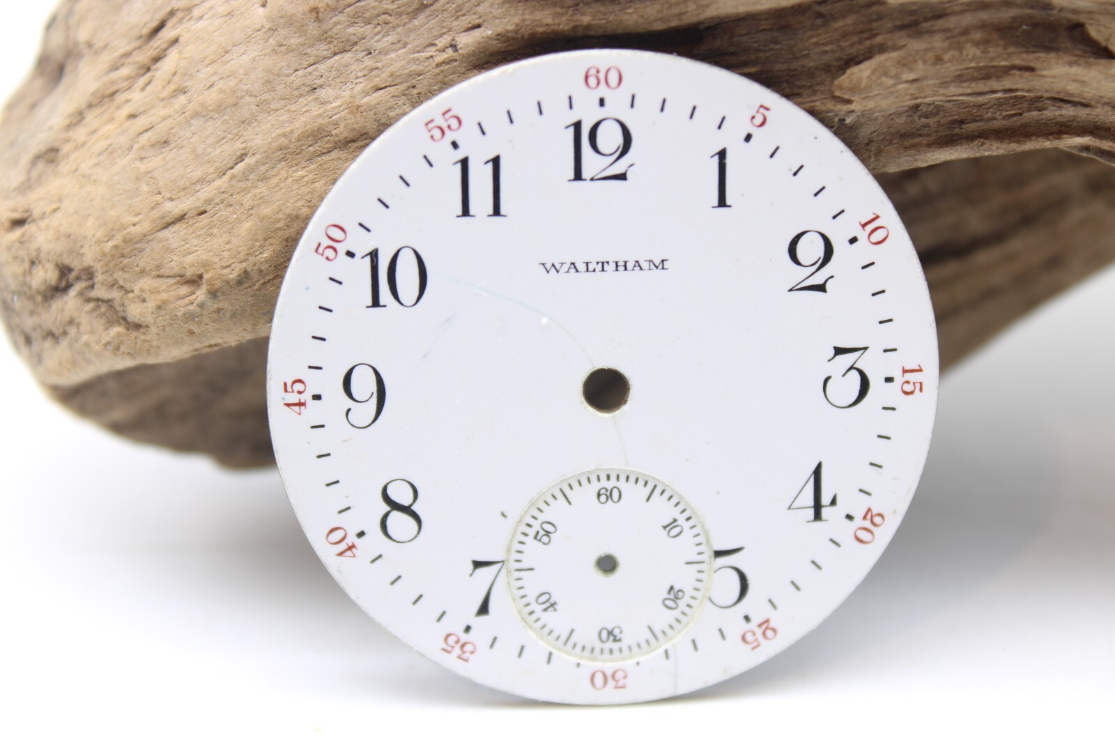WALTHAM POCKET WATCH DIAL 42.1mm BREGUET NUMERAL INDICES WHITE W/ BLACK #’S (CC)