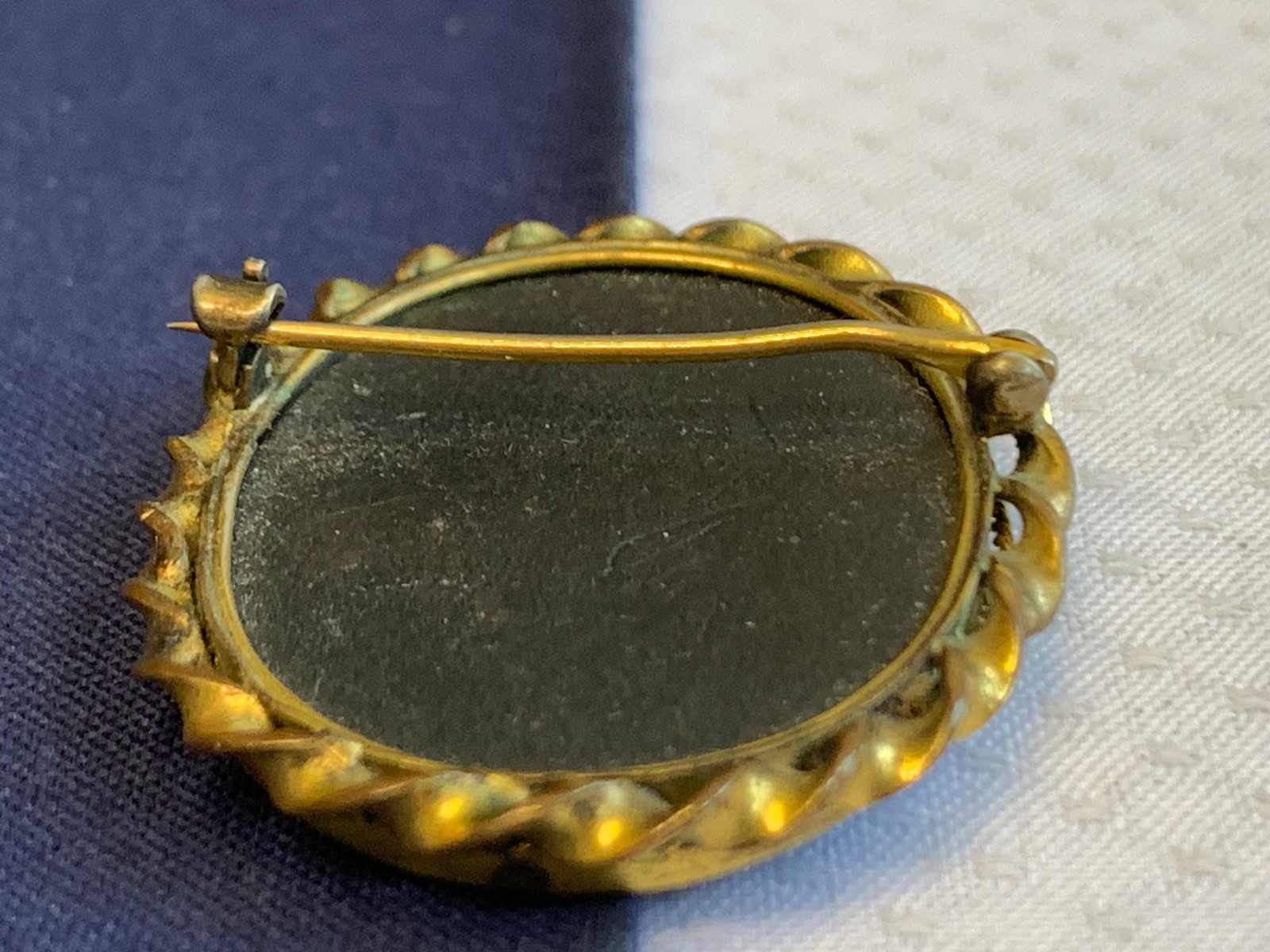 Antique Pietra Dura Brooch Costume Jewelry White Flower Floral Stone Inlay Pin
