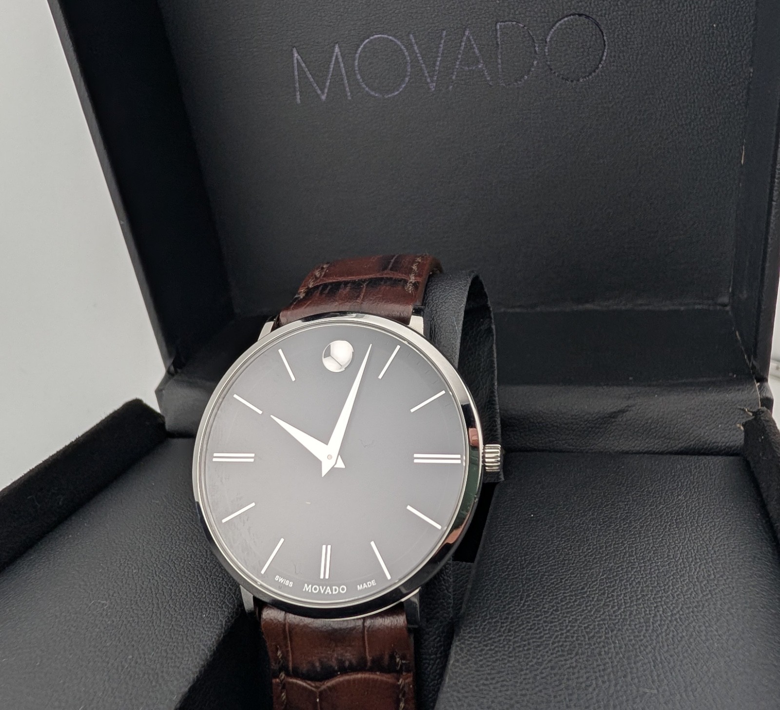 Movado Men’s Ultra-Slim Modern 47 Stainless Steel W/Blk Dial #65.1.14.1395