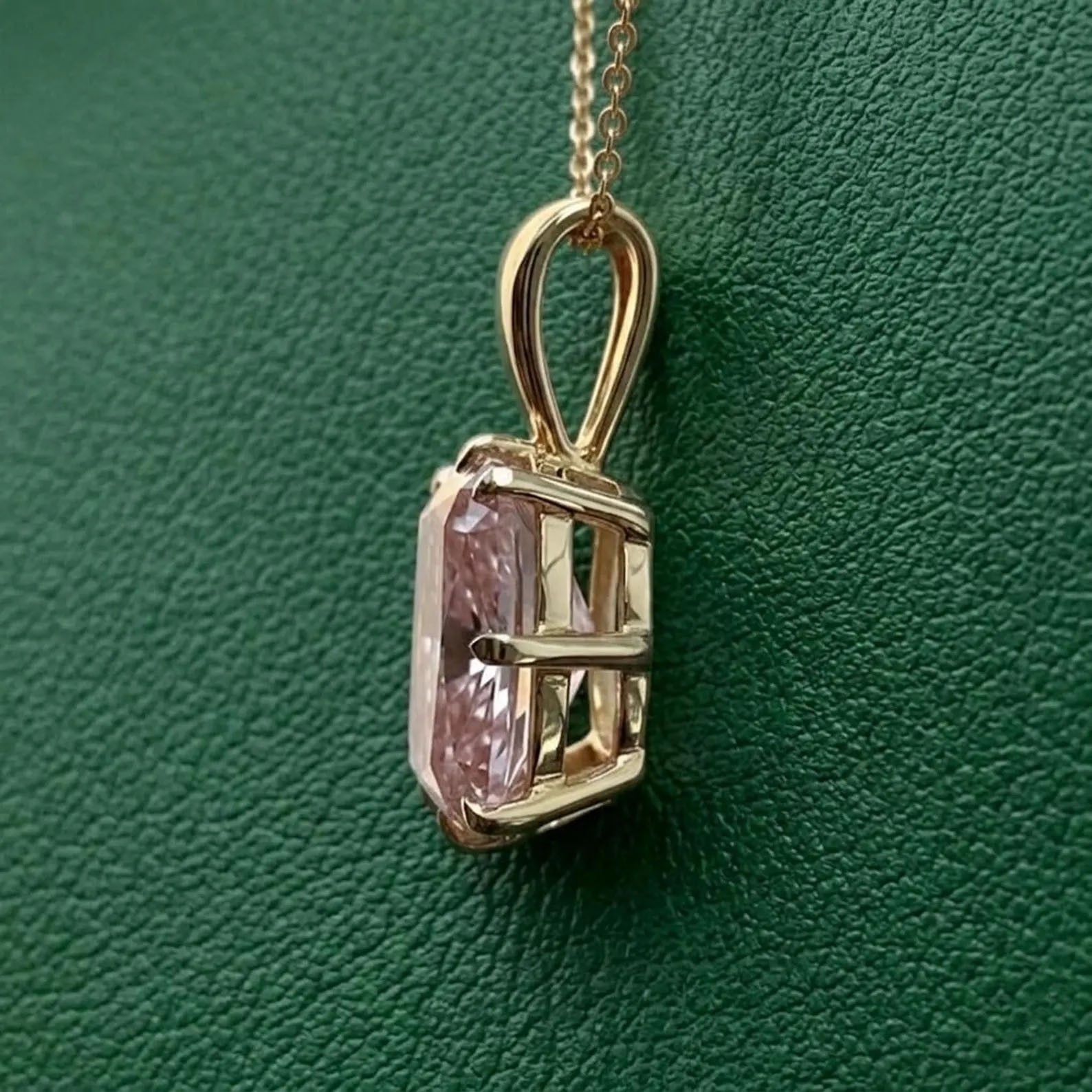 RARE 6.65 Ct Pink Treated Diamond Solitaire Pendant in 925 Silver Certified
