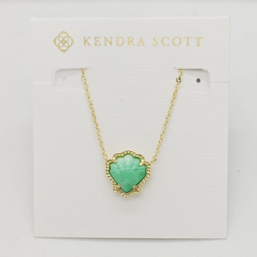 Kendra Scott Brynne Gold Plated Short Pendant Necklace In Sea Green Chrysocolla