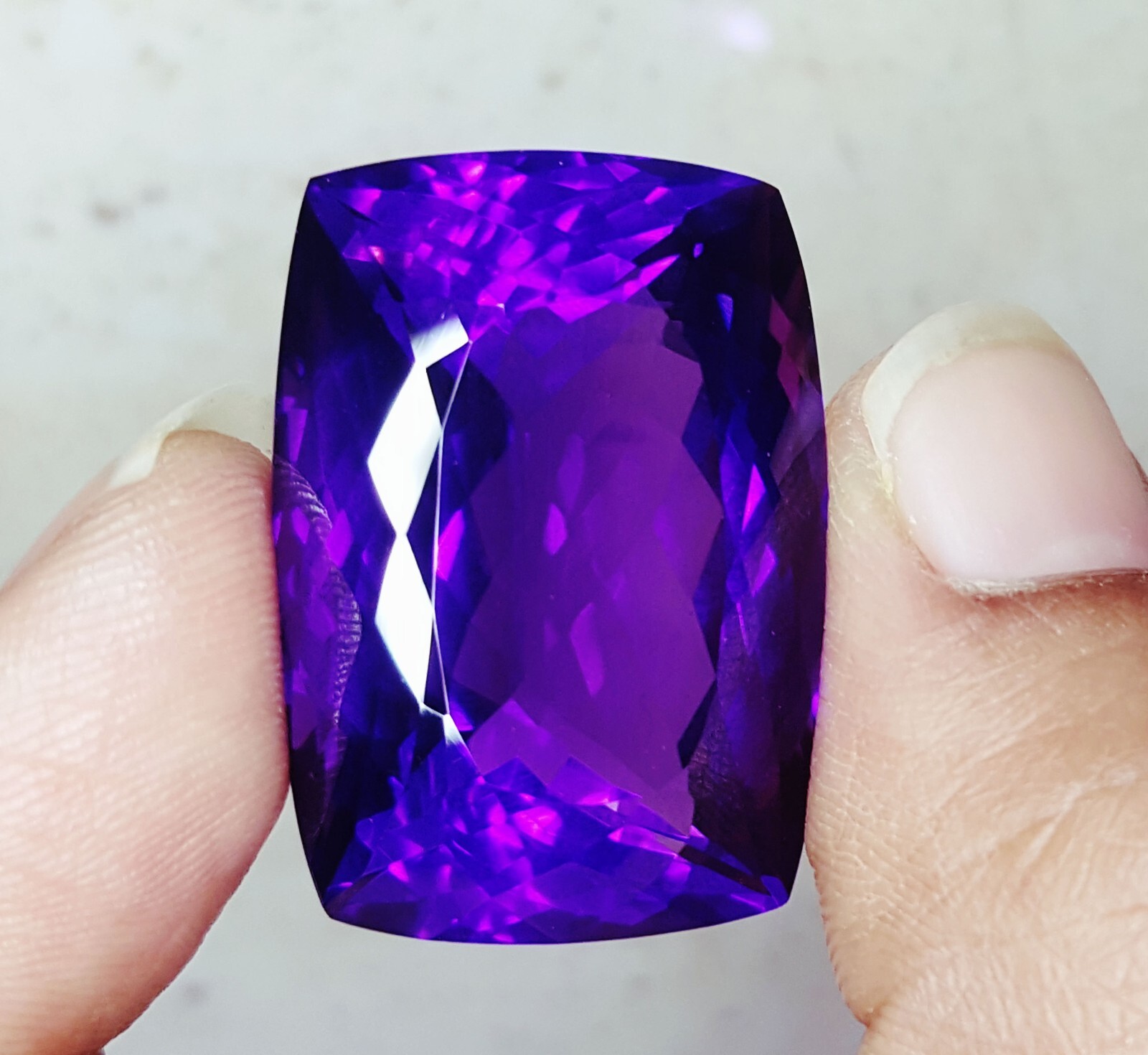 Natural Violet Amethyst 52 Ct Certified Loose Gemstone Untreated Cushion G107