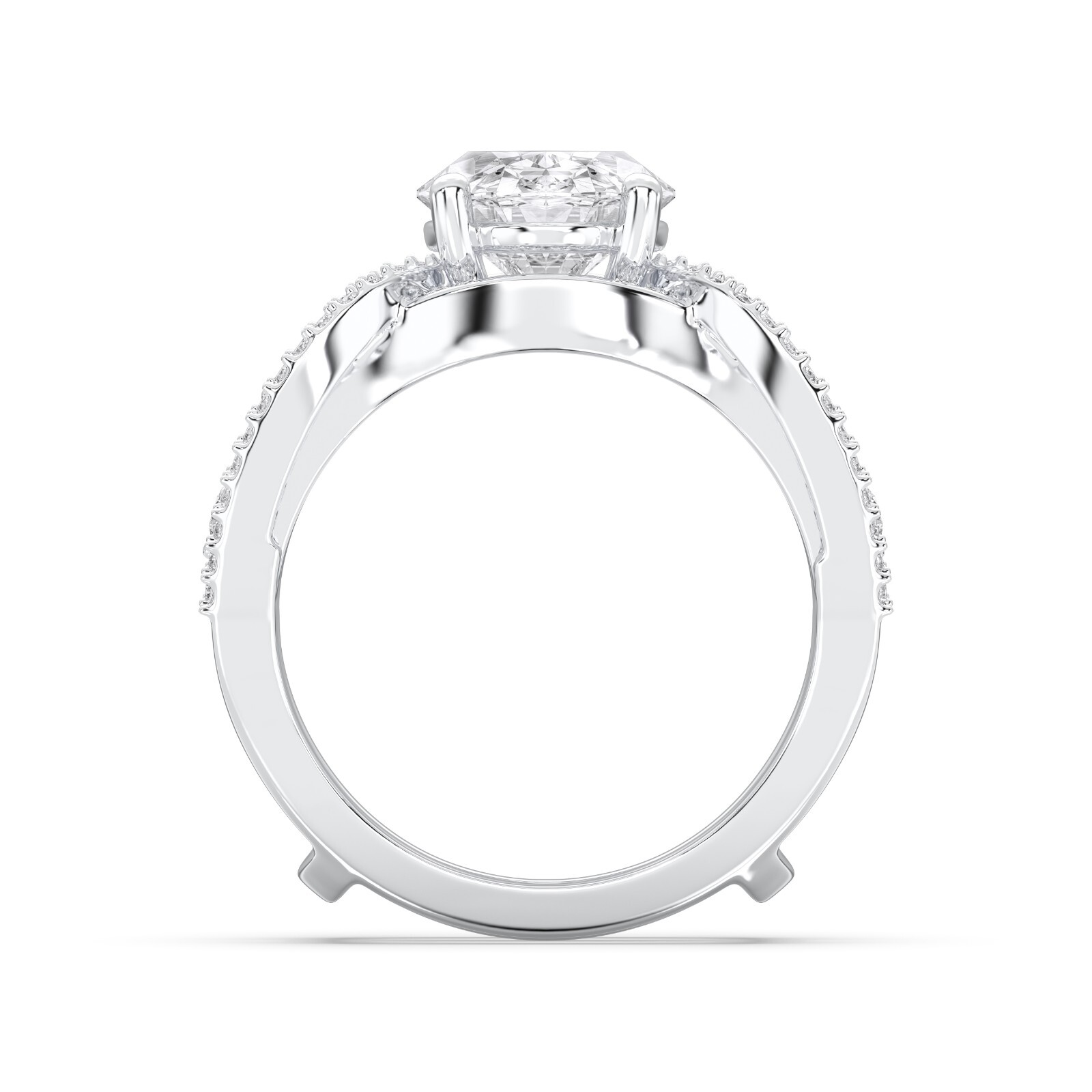 3.75 CT Oval , Pear & Round Cut Moissanite Luxuriance Engagement Ring in Silver