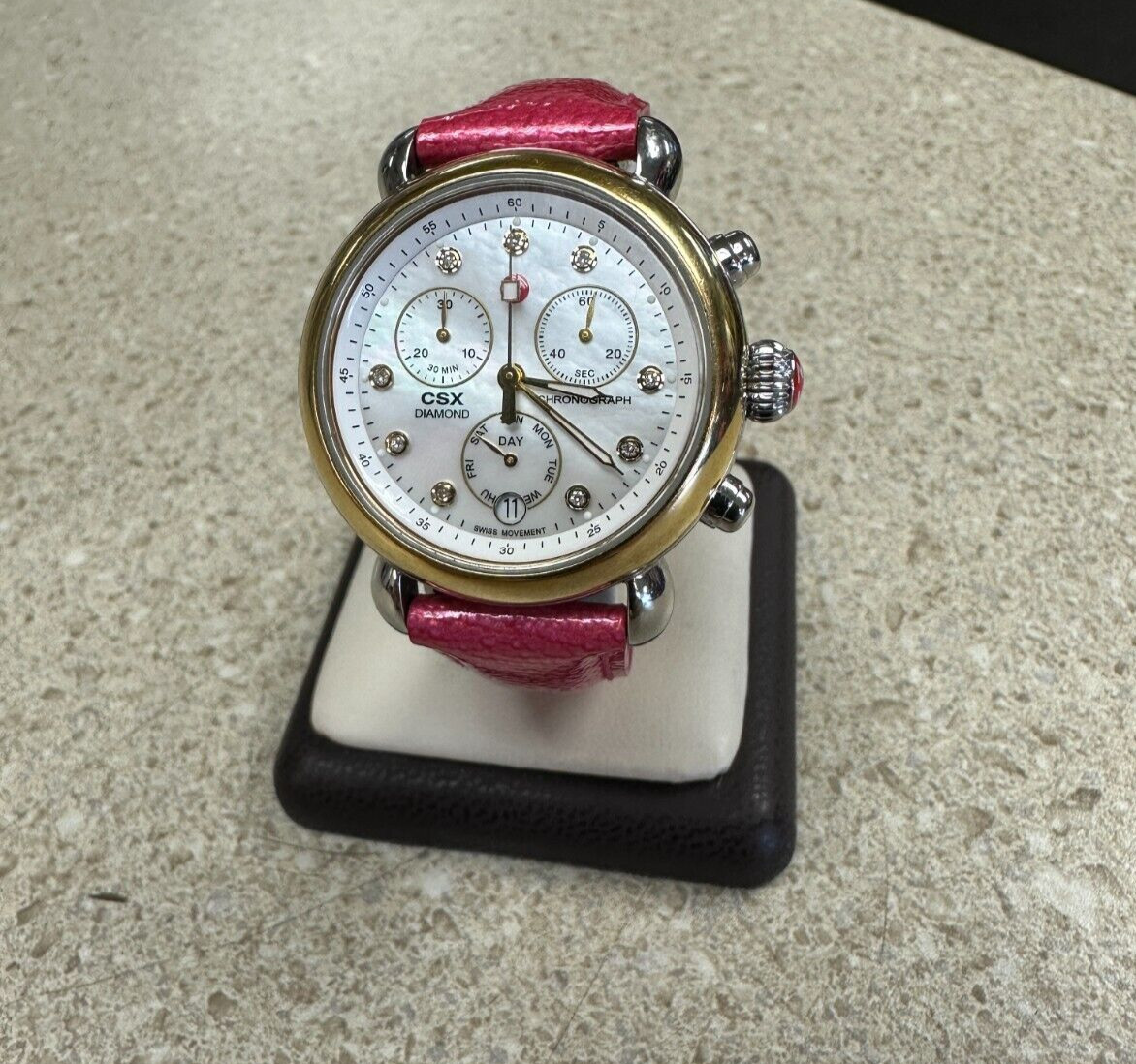 Ladies Michele 2 Tone Gold Silver Diamond CSX Mother of pearl dial MW03M00C9046