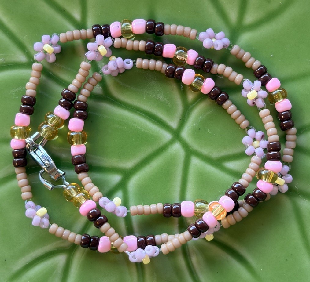 🪻Handmade Earth-Toned Glass Seed Bead Necklace & Stainless Steel Clasp🪻