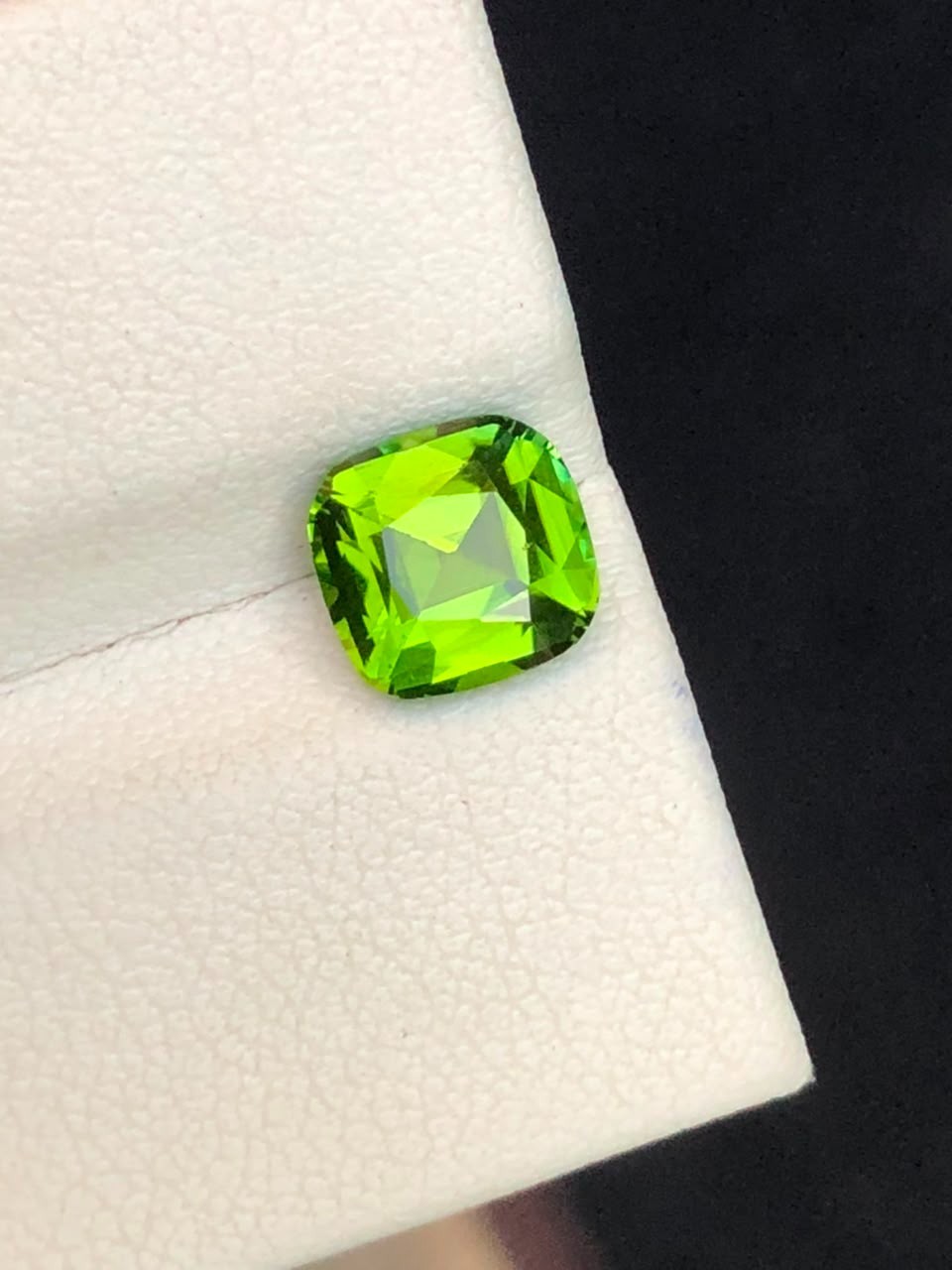 1.60ct Natural Loupe Clean Neon Lime Green Tourmaline Cushion Cut Loose Gemstone
