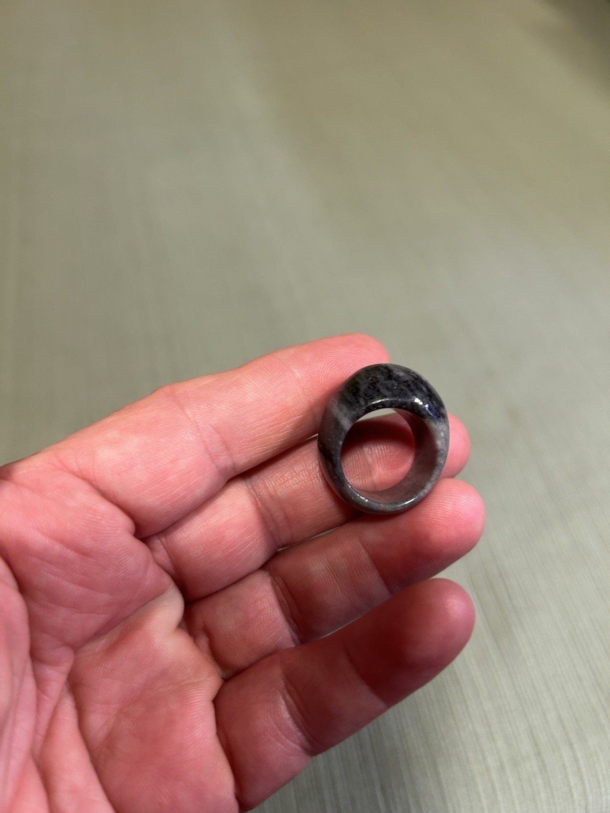 black gray white marbled Plastic Ring Similar To Black jadeite jade Sz 6