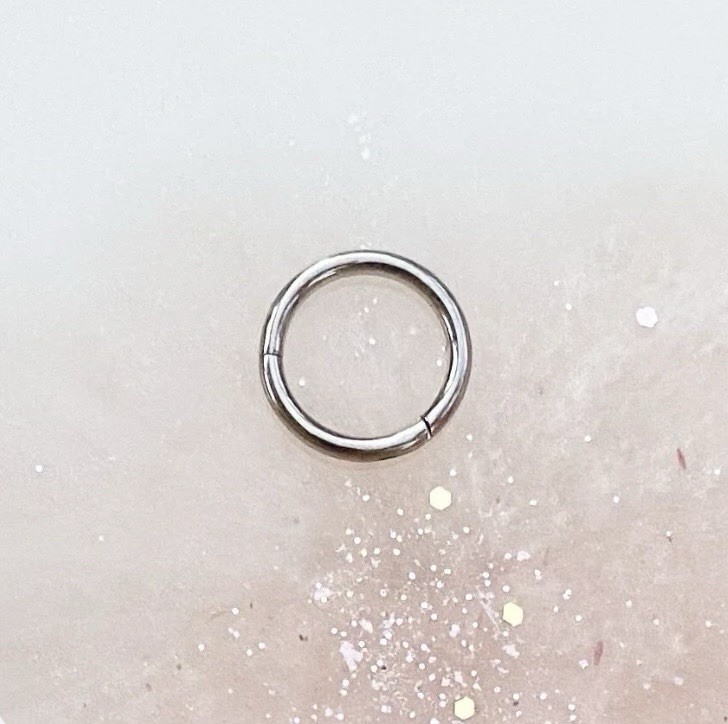 Silver Titanium Clicker Hoop. 20G, 18G, 16G, 14G, 12G, 10G.