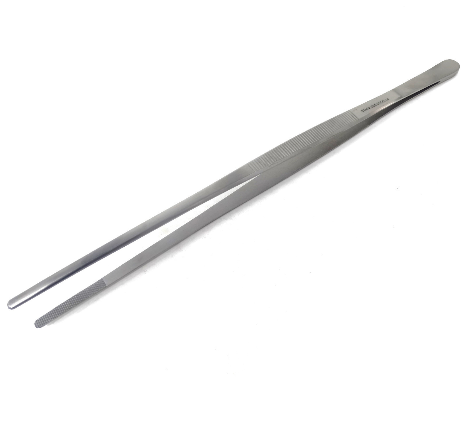New 12″ EXTRA-LONG Tweezers Stainless Steel Straight Blunt Serrated Jaws