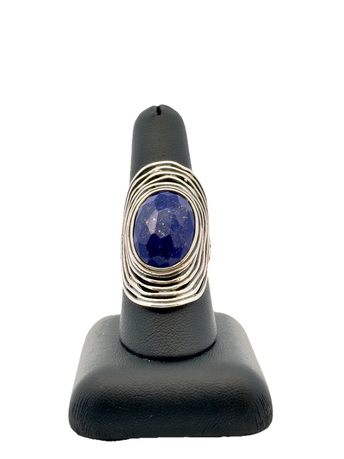 Paz Creations 925 Sterling Silver Cushion Lapis Lazuli Modernist Statement Ring