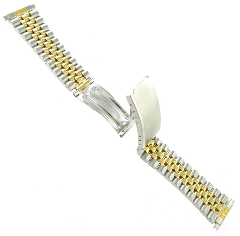 16-22mm Kreisler Two-Tone Stainless Non-Allergy Fold Clasp Mens Watch Band 402T