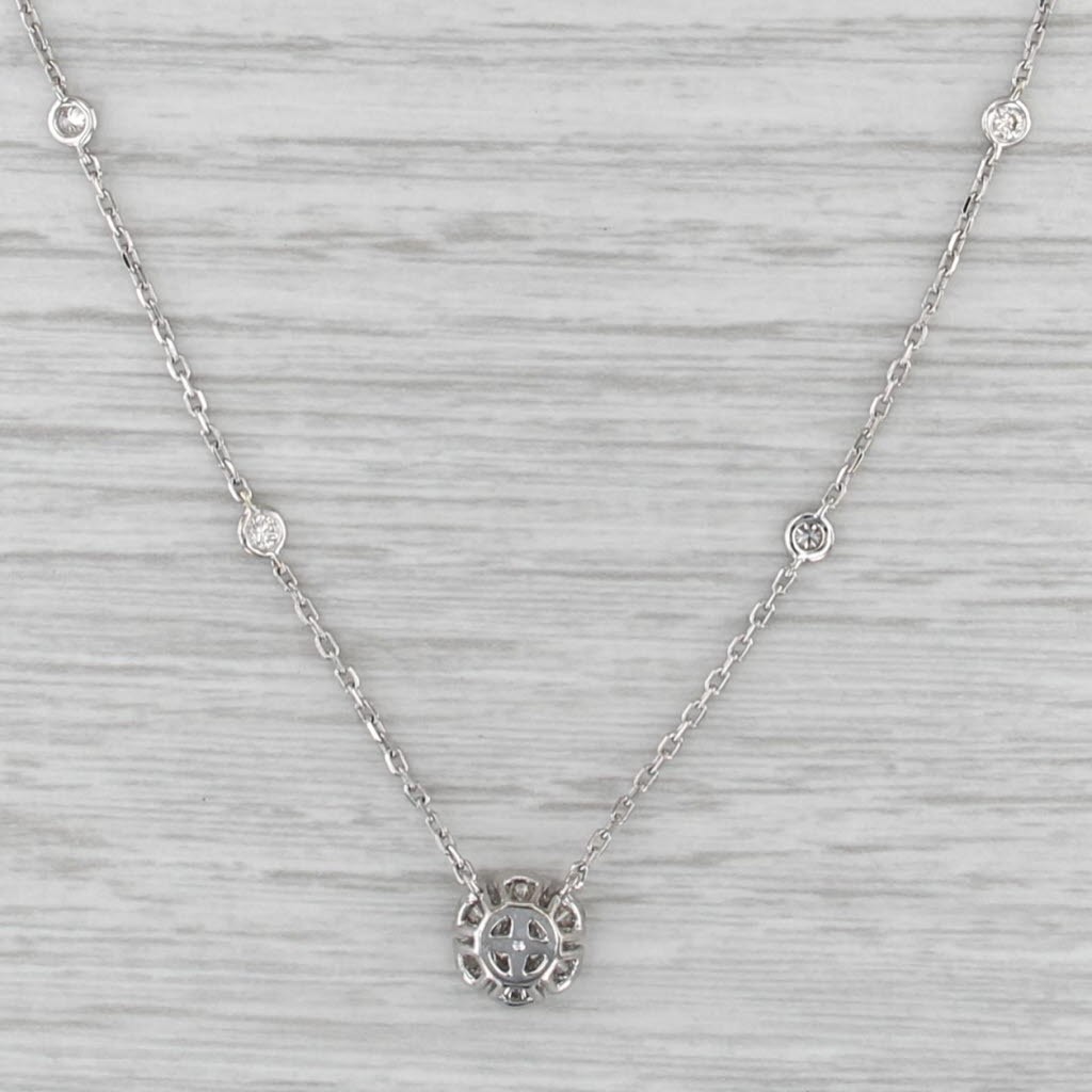 0.45ctw Diamonds by the Yard Flower Pendant Station Necklace 14k White Gold 18″