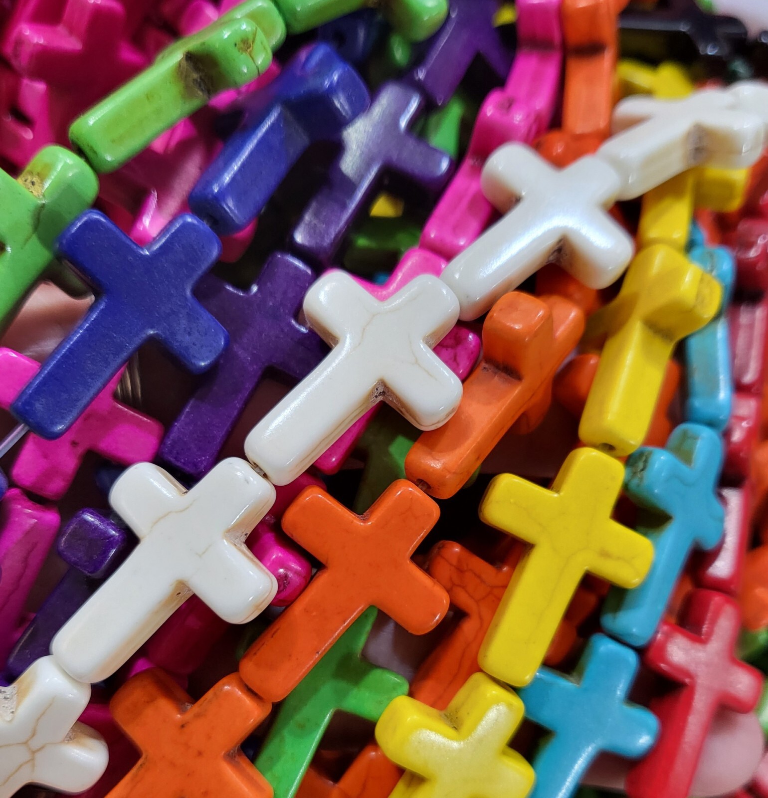 Cross Beads 10color Blue Turquoise Howlite 15″ strand Yellow Black Orange Orange