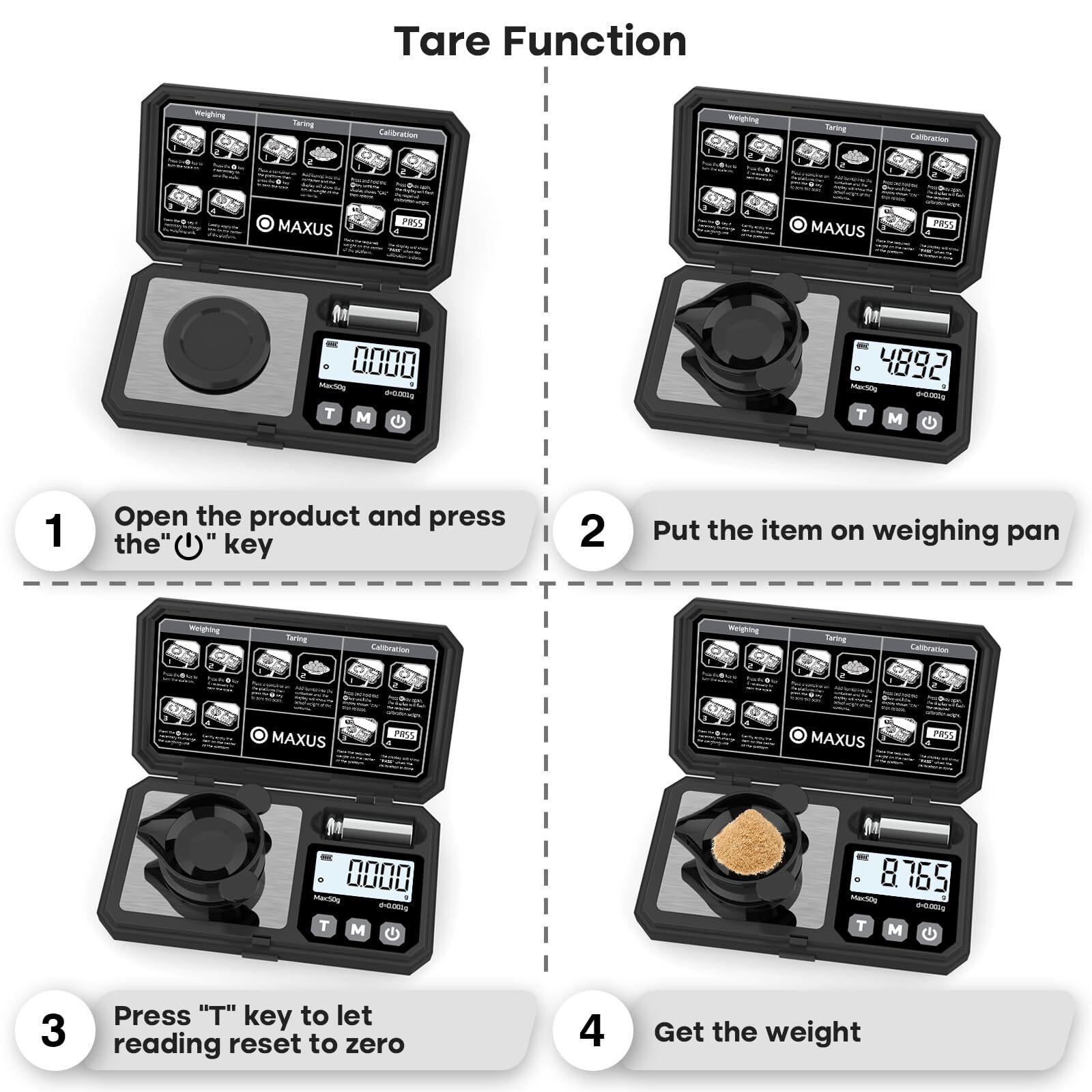 Digital Milligram Scale 50g/0.001g with Calibration Weight, Reloading Scale w…