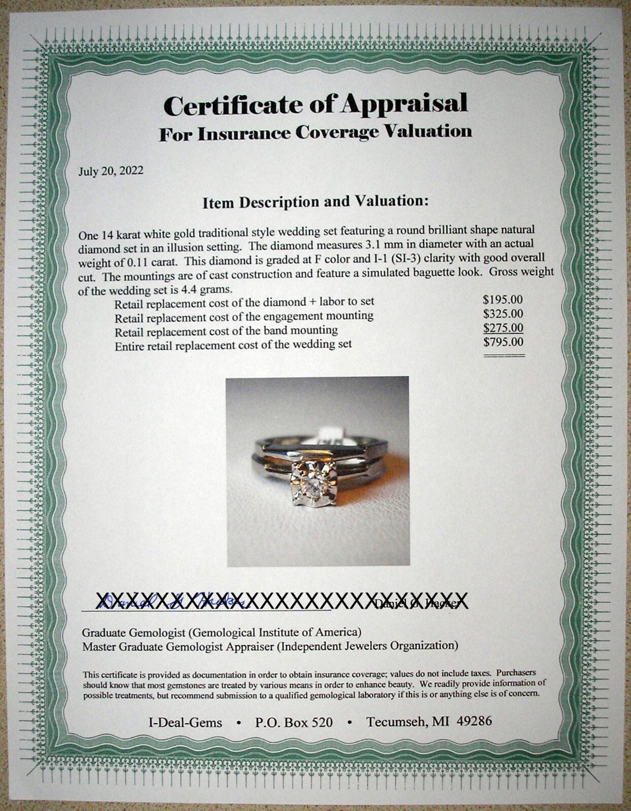 0.11 ct Natural Diamond F/SI-3 14K White Gold Wedding Ring Set Was $795 Video