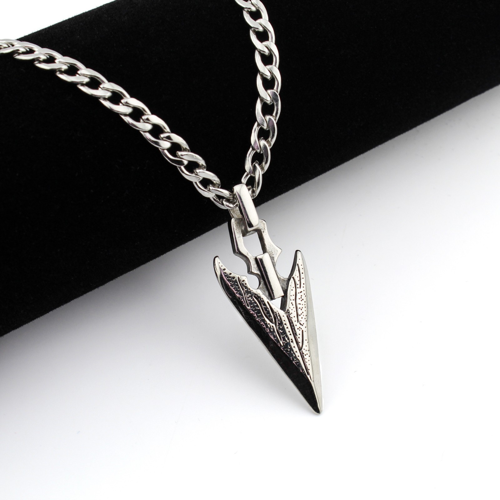 Men’s Stainless Steel Arrowhead Necklace 5mm Cuban Link Chain