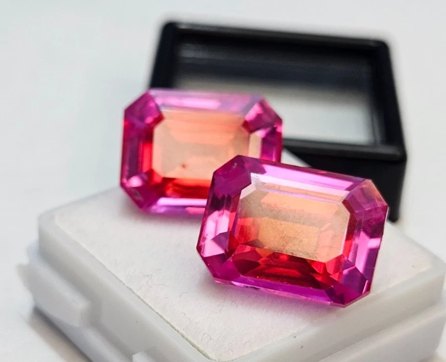 Emerald Cut Pitambari Sapphire 34+ Ct Natural Certified Pair Gemstone FR-026