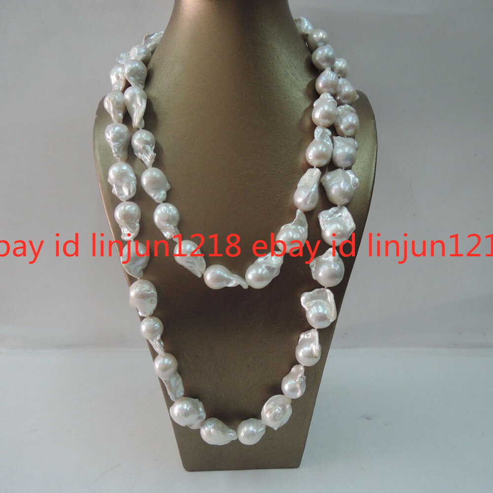 REAL HUGE AAA WHITE BAROQUE PEARL NECKLACE 18/20/22/24/28/30/36”