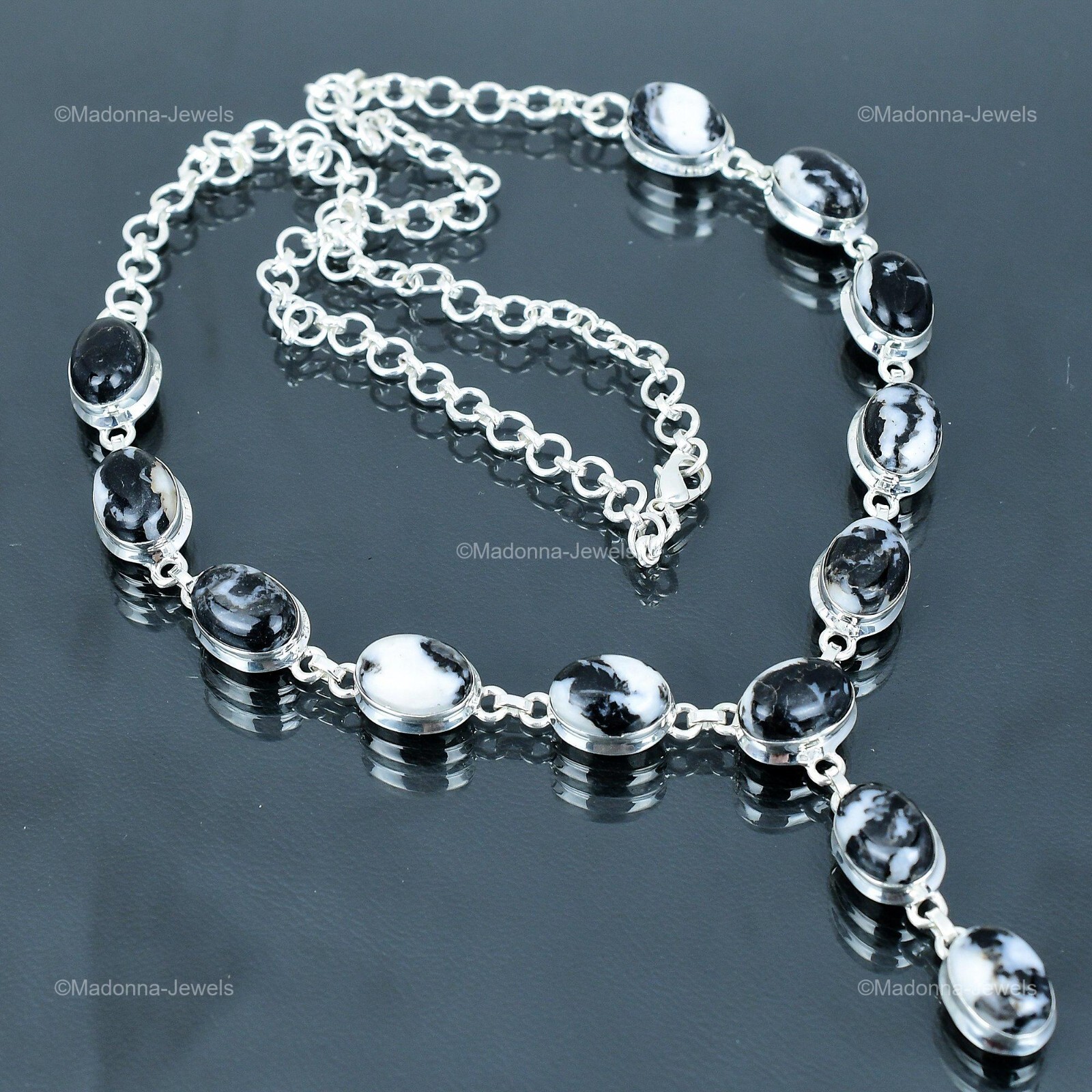 Womens day Deal 925 Silver White Buffalo Turquoise Gemstone Chain Wife Necklace